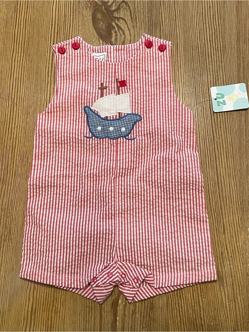 NWT ZU Ship Boat Seersucker Jon Jon Romper